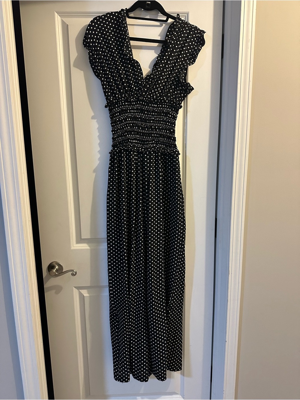 Black Polka Dot V-Neck romper